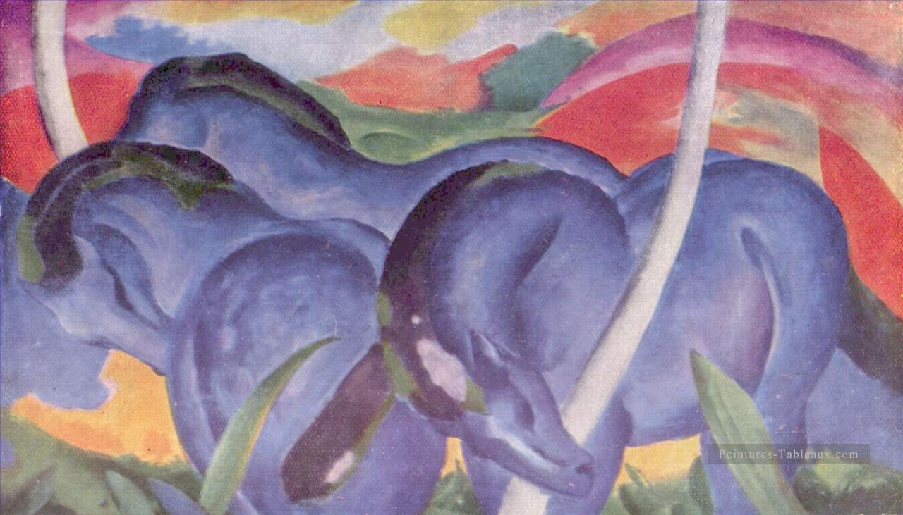 Diegrobenblauen Pferde Franz Marc Peintures à l'huile